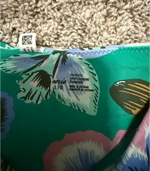 Aerie Printed Tie Super High Cut Cheekiest Bikini Bottom in a green tropical floral thumbnail 3