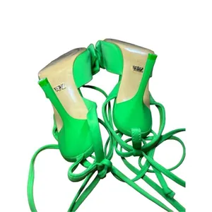 Zara Green Slingback High Heel Shoes With Bow‎ Sz 37 / 6.5 thumbnail 5