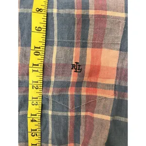 Lauren Ralph Lauren Plaid Linen Long Sleeve Monogram button down Shirt Womens S thumbnail 3