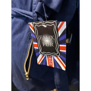 Charlotte Russe Miss London Navy Blue Faux Fur Hood Toggle Parka Jacket Sm NEW thumbnail 6