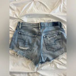 American Eagle Outfitters Blue Distressed Jean Shorts thumbnail 3