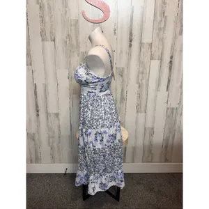 Almost Famous Blue Floral Tiered Midi Dress Women’s Small – Cottagecore Summer D thumbnail 4