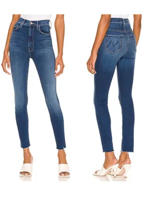 MOTHER Denim Women’s High Waisted Rail Ankle Fray Crop Jeans High Fidelity Wash thumbnail 12