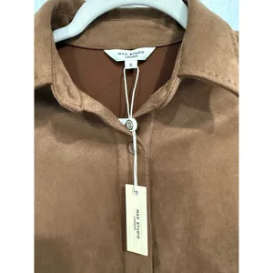 Faux Suede‎ Short Sleeve Brown Top Womens S NWT thumbnail 2