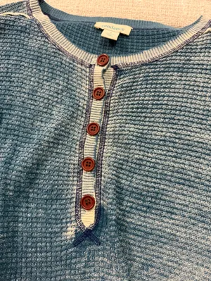 Sundance Gentry Waffle Knit Thermal Henley Top in Blue Women’s Small 100% Cotton thumbnail 4