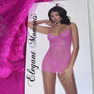 Elegant Moments Lace Adult Women Lingerie Babydoll Style 4438 size Medium Pink thumbnail 4
