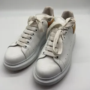 Alexander McQueen Metallic Gold & White Oversized Lace Up Sneakers Size 39 thumbnail 4