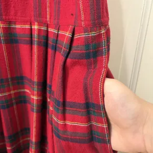 VTG H. Stockton 90s Midi Jumper Dress 10 Red Plaid‎ Farm Prairie Modest Grunge thumbnail 5