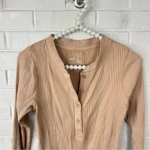Aerie Road Trip Long Sleeve Henley Ribbed Shirt Size M thumbnail 4