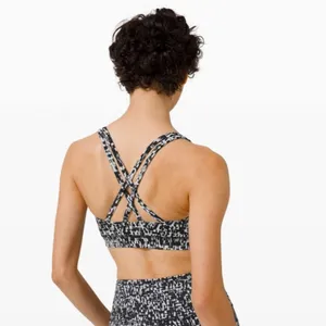 Lululemon Energy Bra Medium‎ Support, B-D Cup Urban Block Ice Grey Black sz 6 thumbnail 2