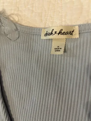 Baby blue ribbed button down baby tee Size M thumbnail 4