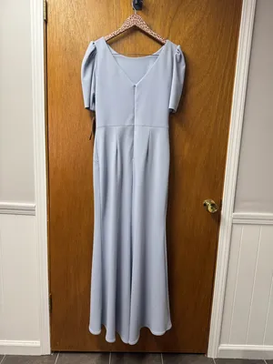 Betsy & Adam Womens Ruched Side Slit Evening Dress Maxi Gown Light Blue 10 NEW thumbnail 11