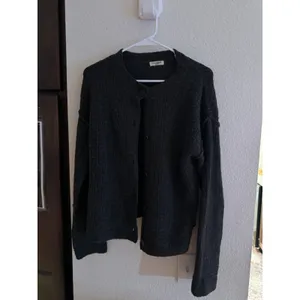 Max Studio London Womens Charcoal‎ Gray Ribbed Button Front Cardigan Sweater thumbnail 2
