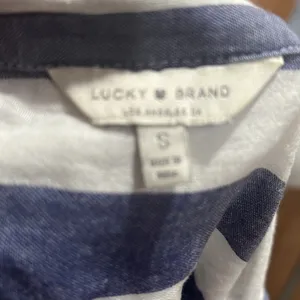 Lucky brand short sleeve striped open back button up blouse thumbnail 5