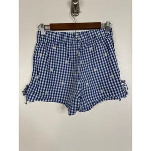 American Eagle The Summer I Turned Pretty Gingham Daisy Shorts Blue White XXS thumbnail 2