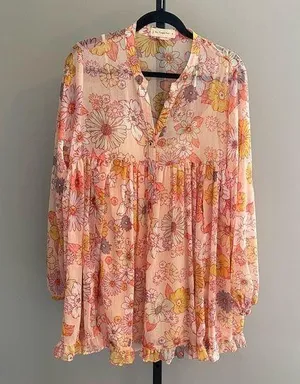 By Together Sheer Chiffon Floral Printed Mini Dress Size Medium thumbnail 1