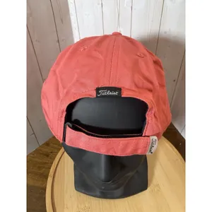 Titleist Golf Hat Cap Coral Adult Adjustable Unisex‎ 100% Cotton Small Logo Euc thumbnail 2