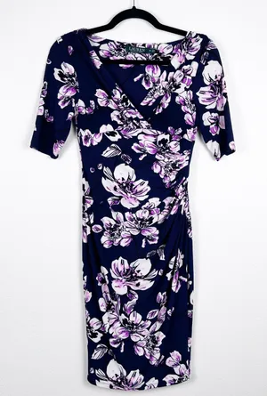 Ralph Lauren Women's Faux Wrap Dress Floral Sz 2P thumbnail 1
