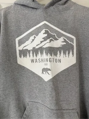 Grey and white Washington state hoodie #outdoorvibes thumbnail 2
