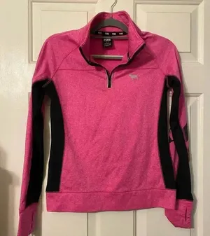 Victoria's‎ Secret Pink Ultimate 1/4 Zip Pullover Jacket Pink Black Small thumbnail 1