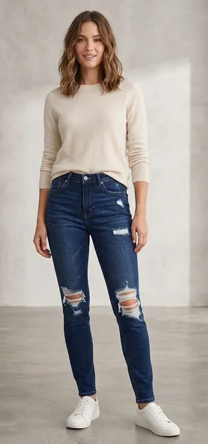 Levi’s 721 High Rise Skinny Ripped Dark Wash Jeans Size 31. thumbnail 1