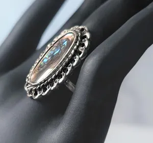 Vintage Ring Abalone Inlay Ring Statement Ring thumbnail 3