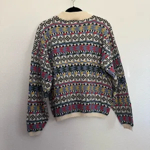 Vintage 90s Liberty Knits Patterned Knit Pullover Sweater Medium White thumbnail 4