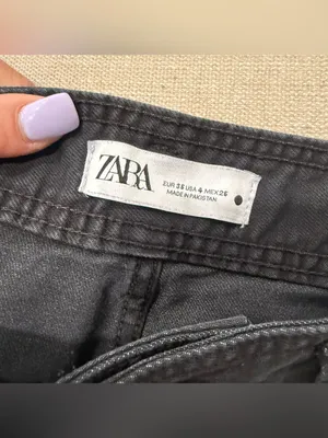 Zara Black Wide Leg Raw Hem Jeans 4 thumbnail 3