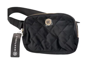 Wantable Black Velvet Quilted Belt Bag Crossbody Fanny Pack Gold Hardware NEW‎ thumbnail 1