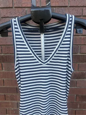A New Day Striped Ribbed Side Ruched Bodycon Maternity Midi Dress Size Medium M thumbnail 2