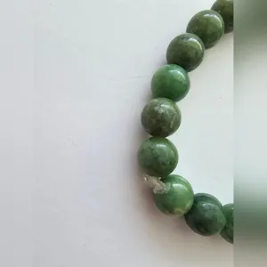 Natural Green Stone Beaded Stretch Bracelet – Moss Green Jade Style – Spiritual thumbnail 3