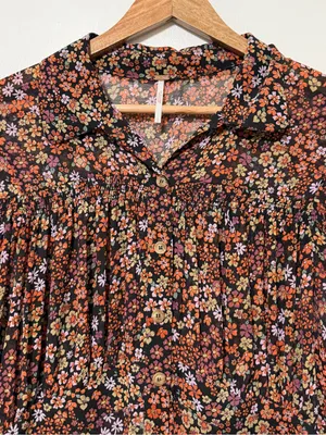 Free People Bonnie Mini Dress Size Large Floral Boho Dusk Combo thumbnail 6