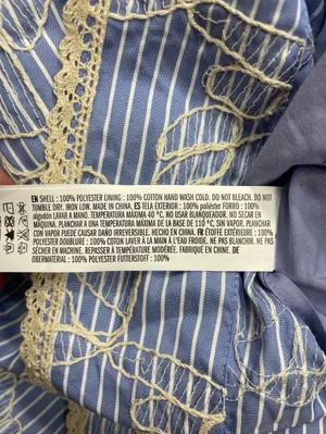 English Factory Blue Striped Embroidered Halter Ruffle Mini Dress Sz XS 🧡🎀 thumbnail 14