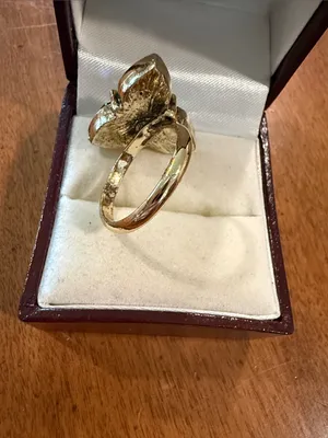 Adjustable Gold-Tone Ring with Iridescent Purple-Blue Teardrop Stones thumbnail 6