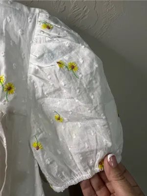 For Love & Lemons Abby White Yellow Floral Embroidered Open Back Mini Dress thumbnail 5
