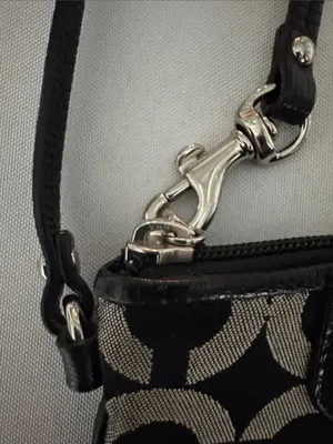 Coach Black and Tan Signature Pattern Wristlet thumbnail 4