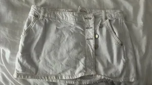 Super cute Free people white jean skirt thumbnail 4