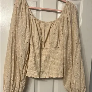 VENUS Cream Smocked Tie Front Blouse…. New without tags… never worn thumbnail 4