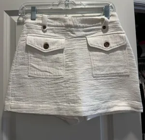 ZARA Denim Mini Skirt White thumbnail 1
