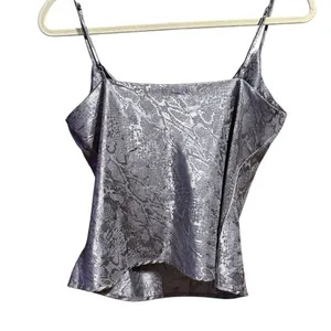 WAYF Satin‎ Shimmery Snake Print Cowl Neck Cami in Silvery Purple Sz S thumbnail 3
