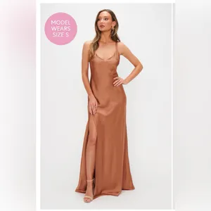 ShowMeYourMumu Anderson Maxi Dress- Copper Luxe Satin thumbnail 2