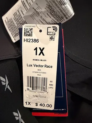 Reebok Plus Size Lux Vector Medium Impact Racerback Bra in Black, Size 1X, NWT thumbnail 9