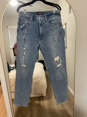 Abercrombie & Fitch Light Blue Distressed Straight Leg Jeans- NWOT thumbnail 3