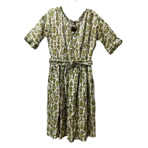 Vintage Handmade 60s Midi Dress with Belt Sz 8 Vase‎ Pattern Short Sleeve Zipper thumbnail 2
