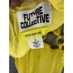 Future Collective Women Dress 2 Yellow Linen Blend Ring Cut-Out Midi Sundress thumbnail 6