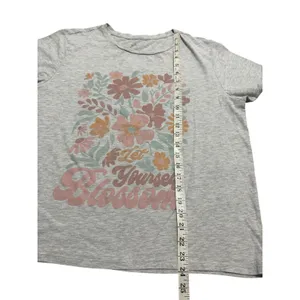 Let Yourself Blossom Floral Graphic T-Shirt‎ Heather Grey Short Sleeve XL thumbnail 5