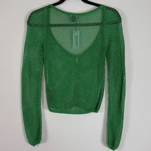 NWT Nasty Gal Crochet Net Green Cardigan in Green Size Small‎ thumbnail 7