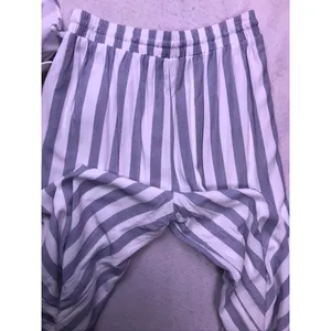 Allie Rose 2 Piece Set Women Small Blue White Striped Crop Top Pants AT5831 thumbnail 10