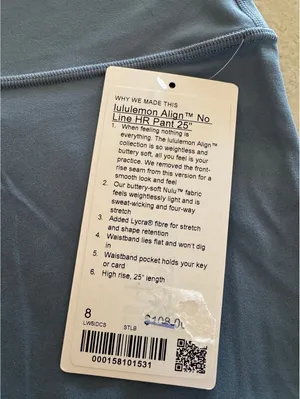 Lululemon Align No Line High Rise 25” Steel Blue Size 8 NWT thumbnail 4