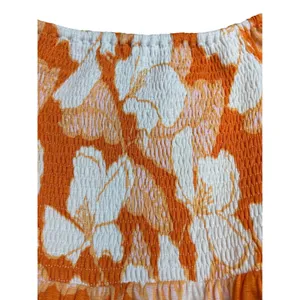 Sugar + Lips‎ Floral Smocked Midi Dress Small Orange White Cottagecore Boho thumbnail 6